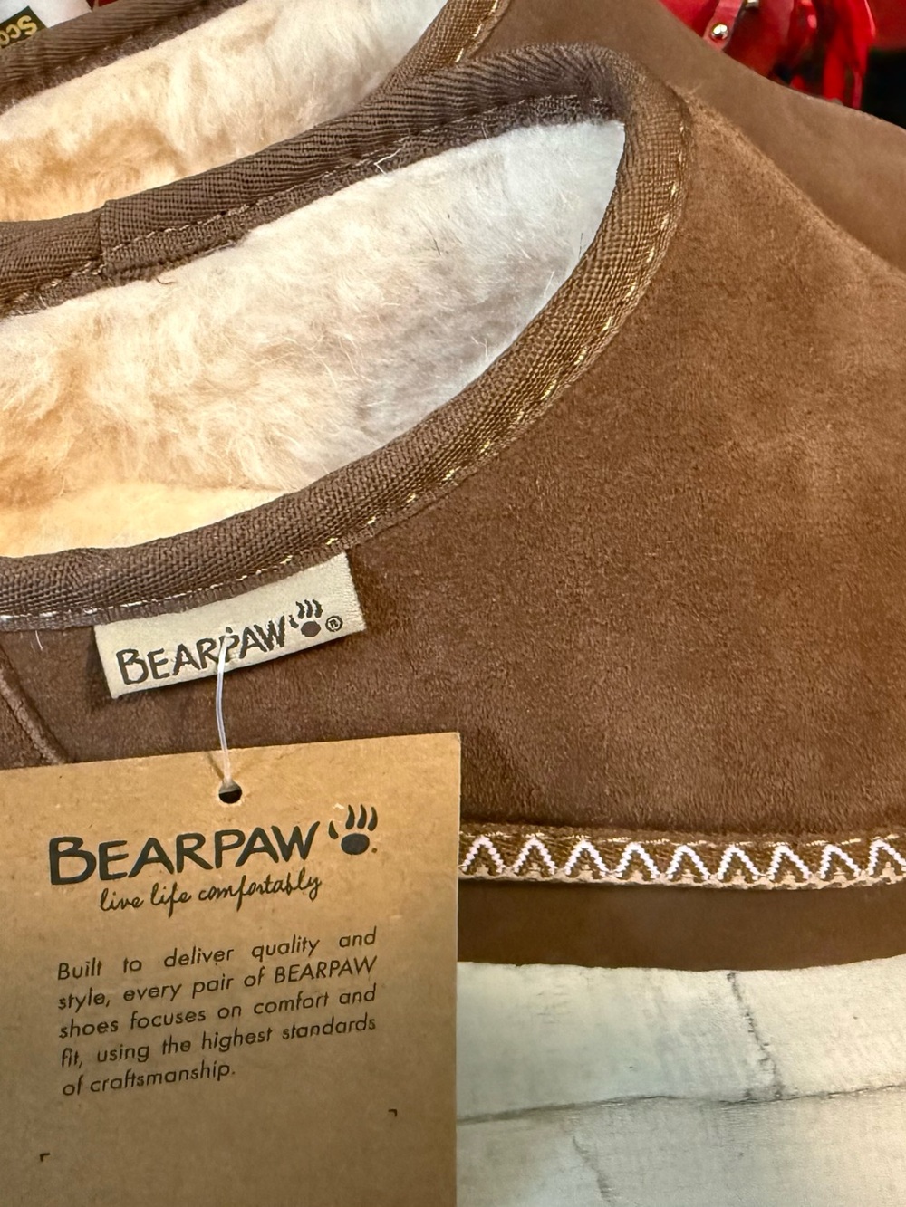 BearPaw Brown Faux-Suede Kids Hoodie with Cream Shearling Trim